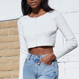 Brandy Melville John Galt‎ Athelia Cropped ribbed Cardigan white
